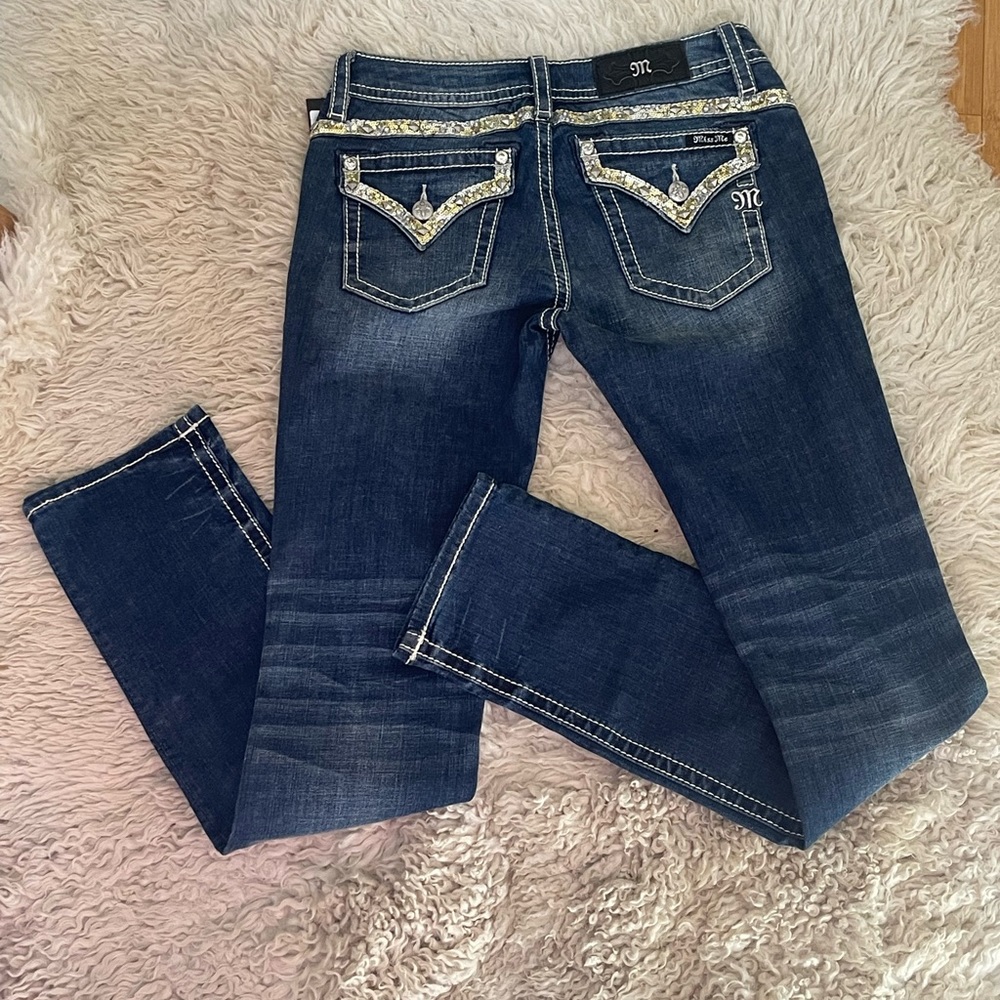 Miss me Jeans, Bling, Sequin, Sz 28, Blue
